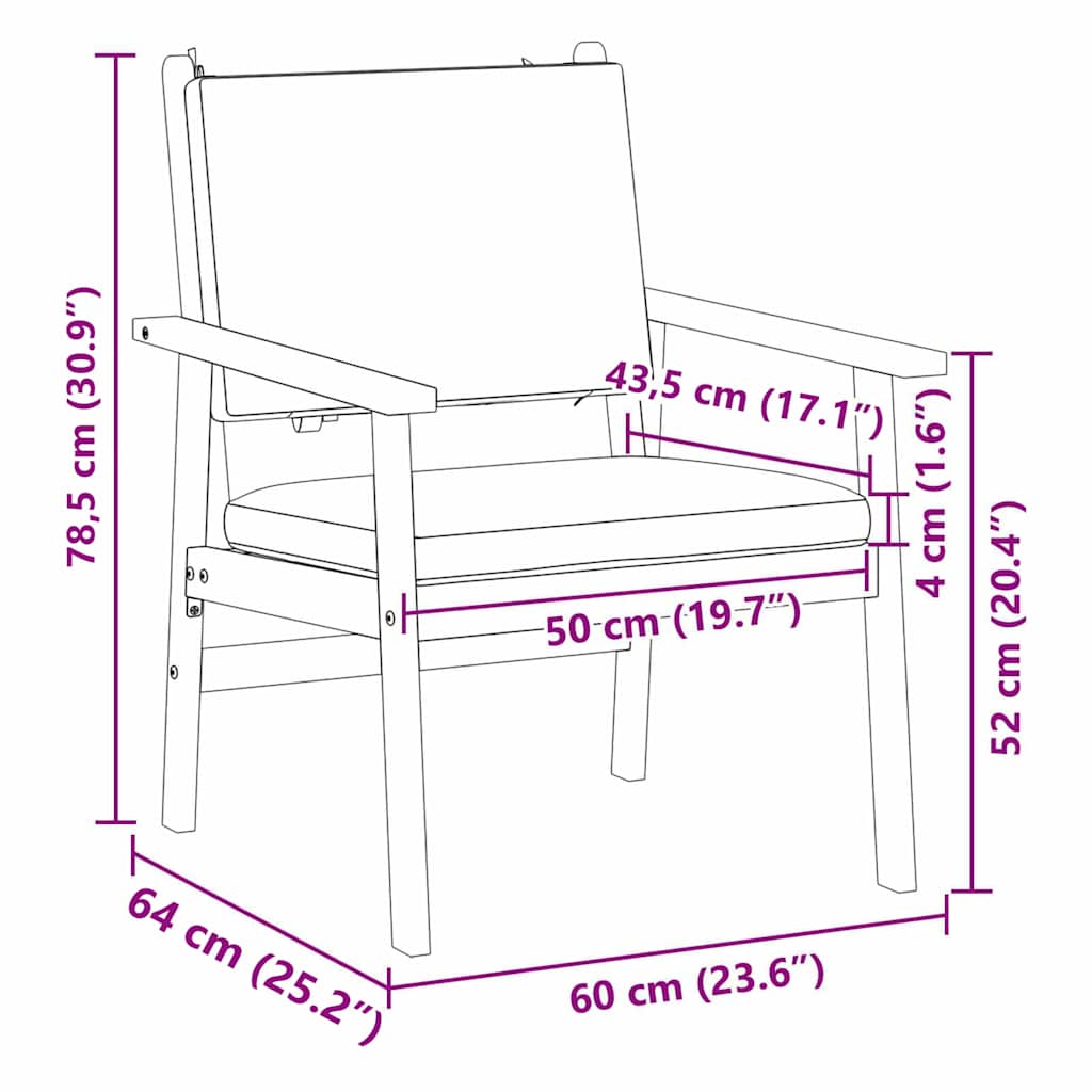 Have Stol med pude 2 pcs Brun Massivt akacietræ