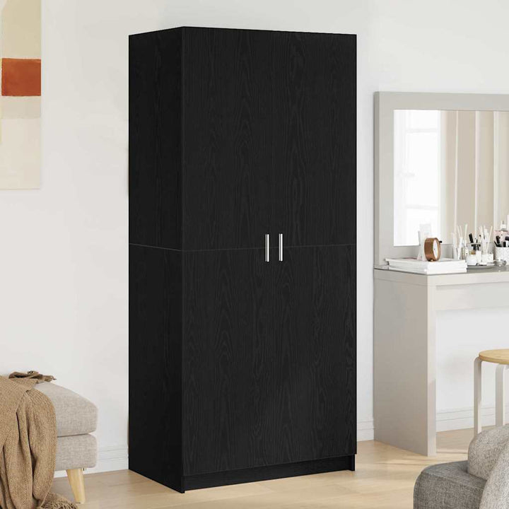 Garderobeskab med dør Sort 80 x 51 x 180 cm Konstrueret træ