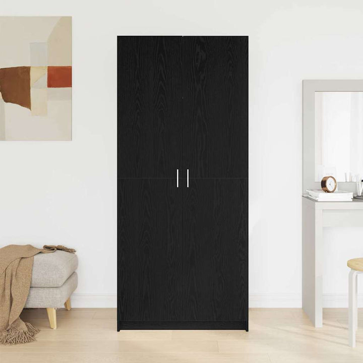 Garderobeskab med dør Sort 80 x 51 x 180 cm Konstrueret træ