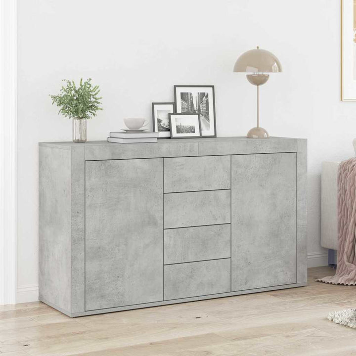 Sideboard med skuffe Betongrå 120 x 36 x 69 cm Konstrueret træ