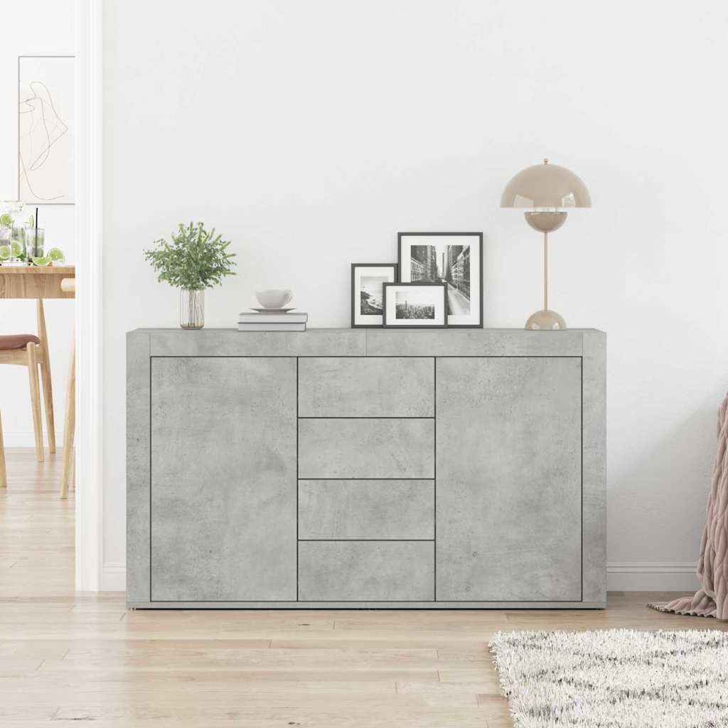 Sideboard med skuffe Betongrå 120 x 36 x 69 cm Konstrueret træ