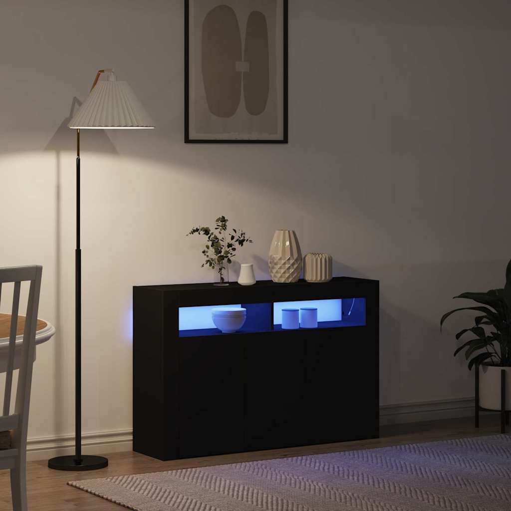 Sideboard Sort 116 x 30 x 75 cm Konstrueret træ