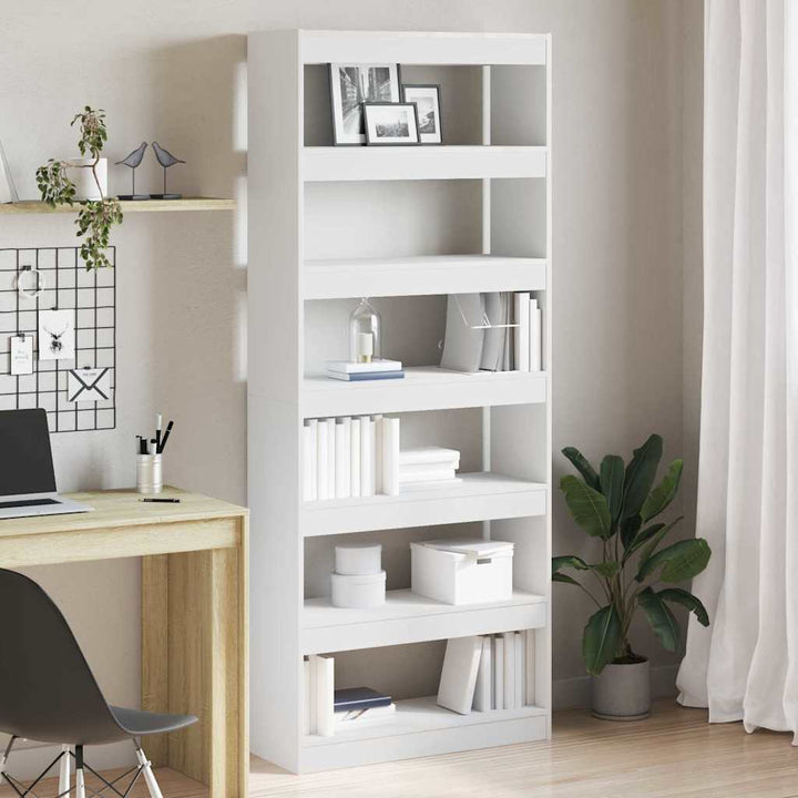 Bogreol med hylde Hvid 80 x 30 x 198 cm Konstrueret træ