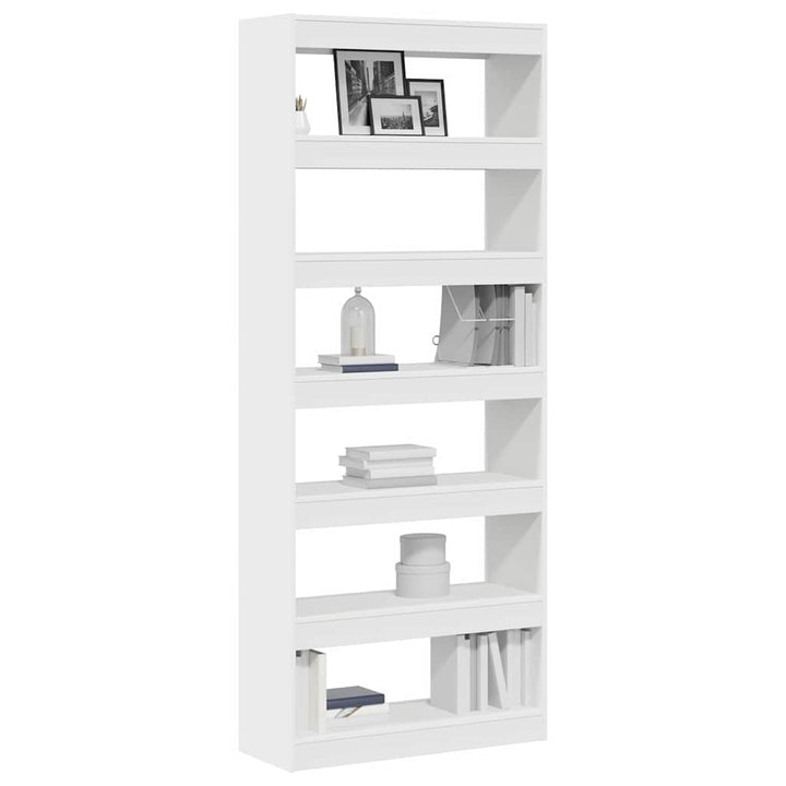 Bogreol med hylde Hvid 80 x 30 x 198 cm Konstrueret træ