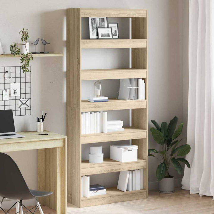 Bogreol med hylde Sonoma-eg 80 x 30 x 198 cm Konstrueret træ