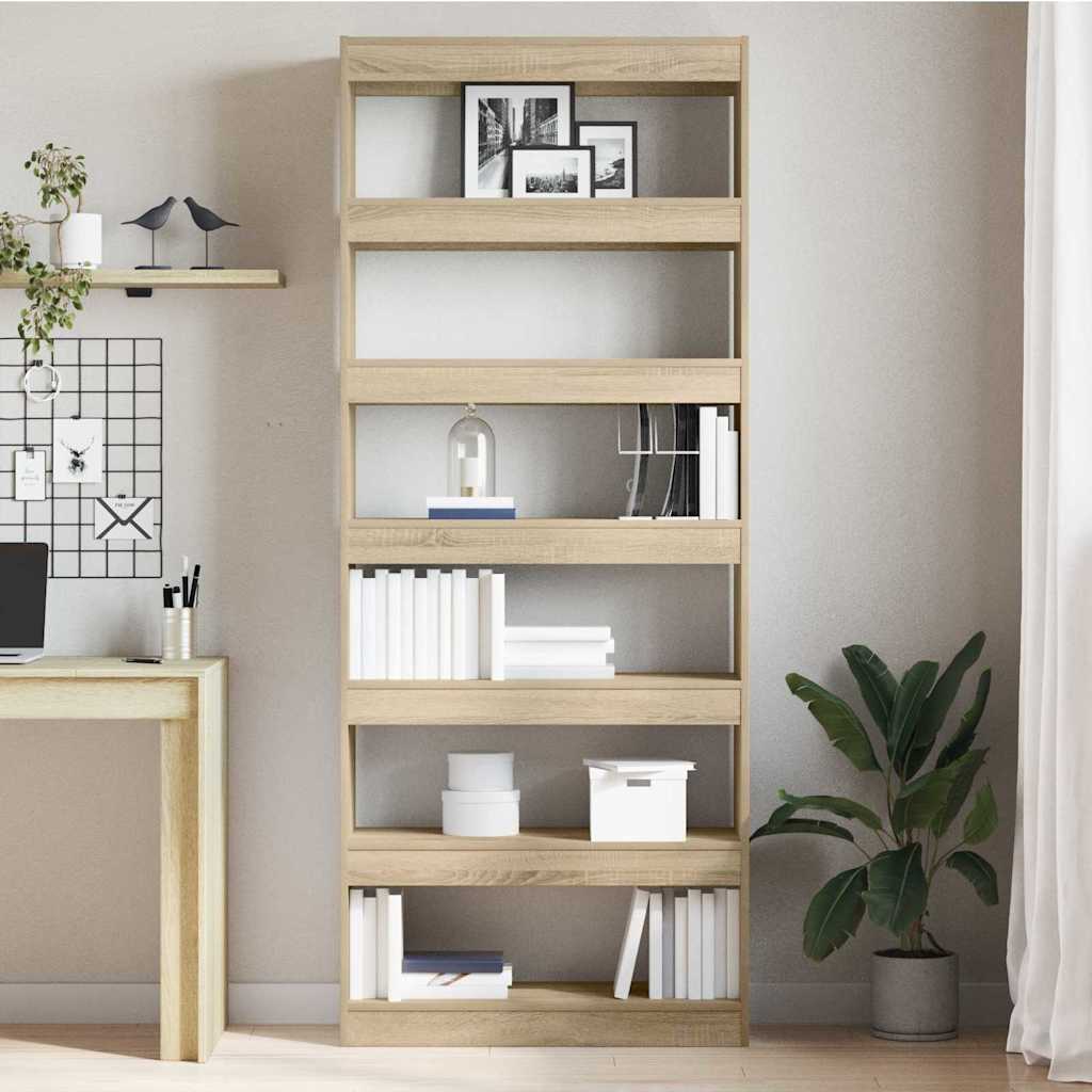 Bogreol med hylde Sonoma-eg 80 x 30 x 198 cm Konstrueret træ
