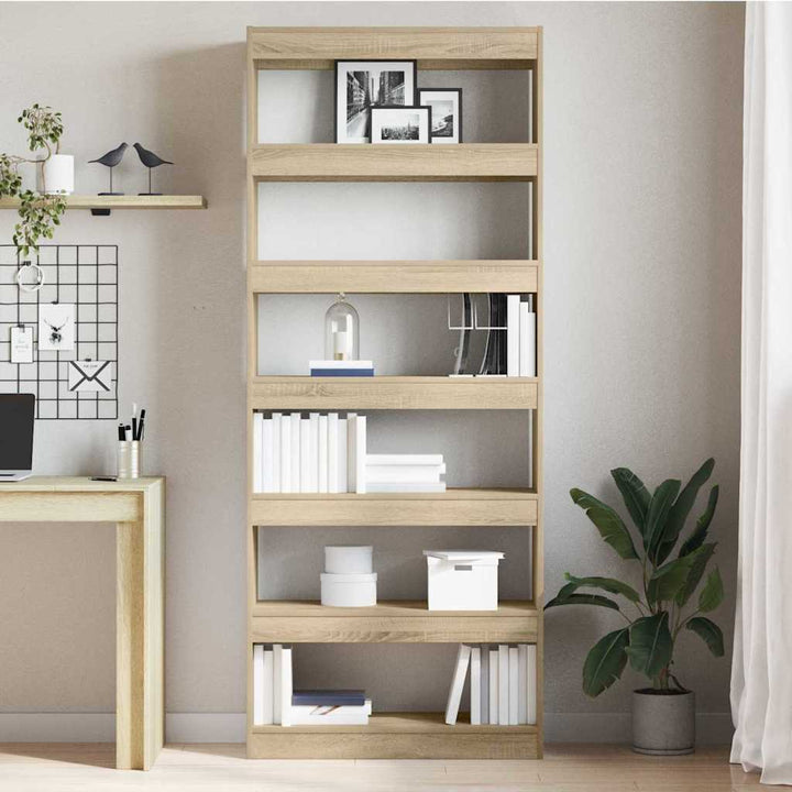 Bogreol med hylde Sonoma-eg 80 x 30 x 198 cm Konstrueret træ