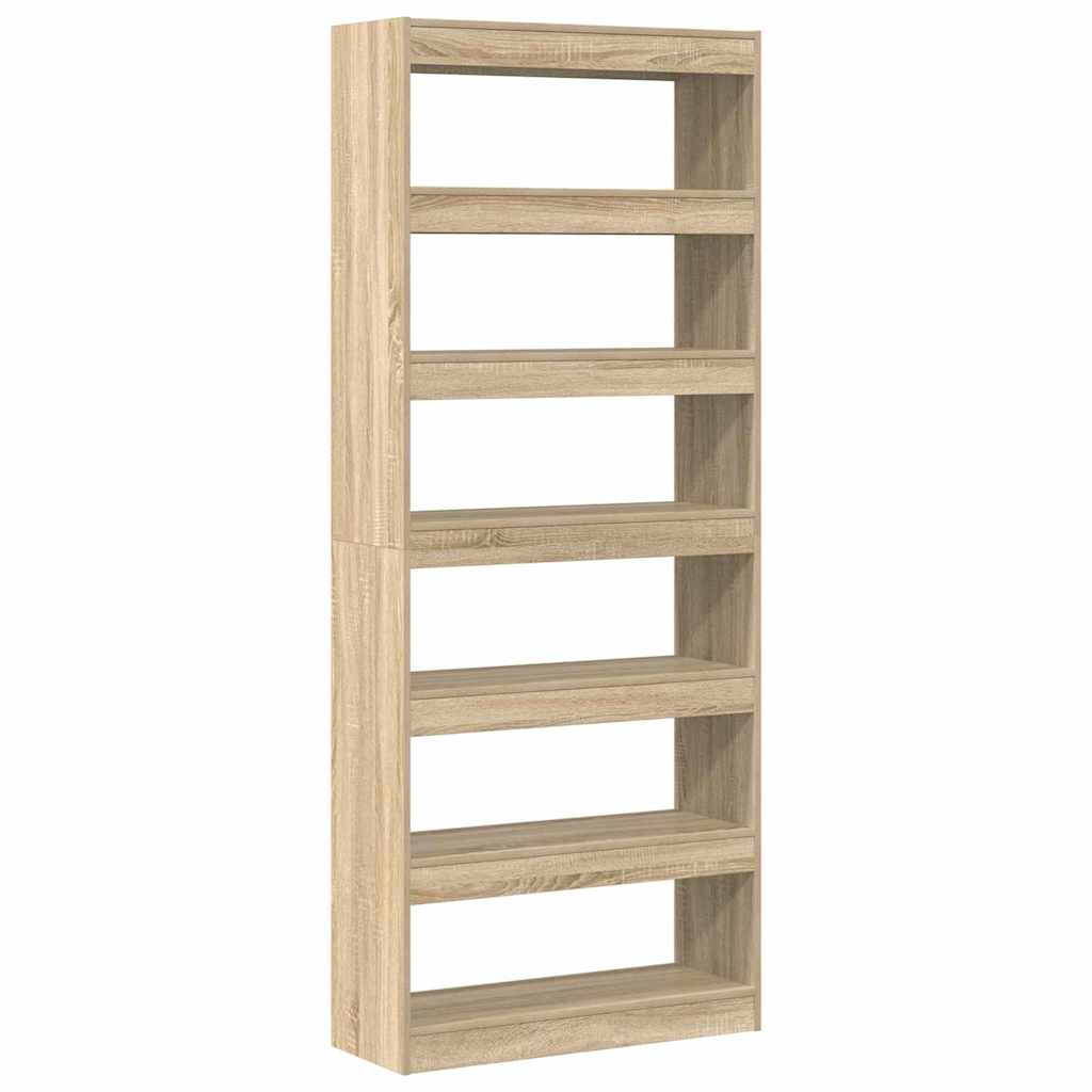 Bogreol med hylde Sonoma-eg 80 x 30 x 198 cm Konstrueret træ