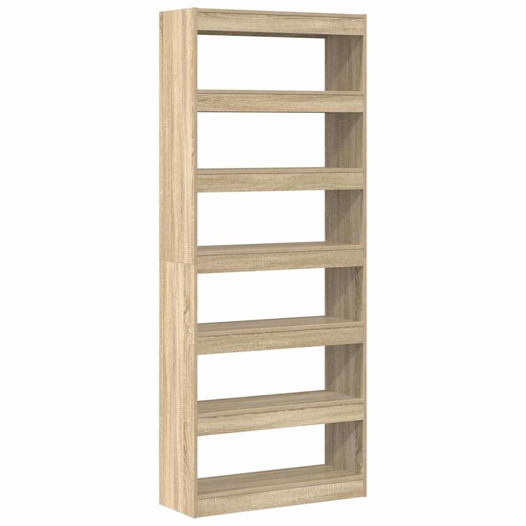 Bogreol med hylde Sonoma-eg 80 x 30 x 198 cm Konstrueret træ