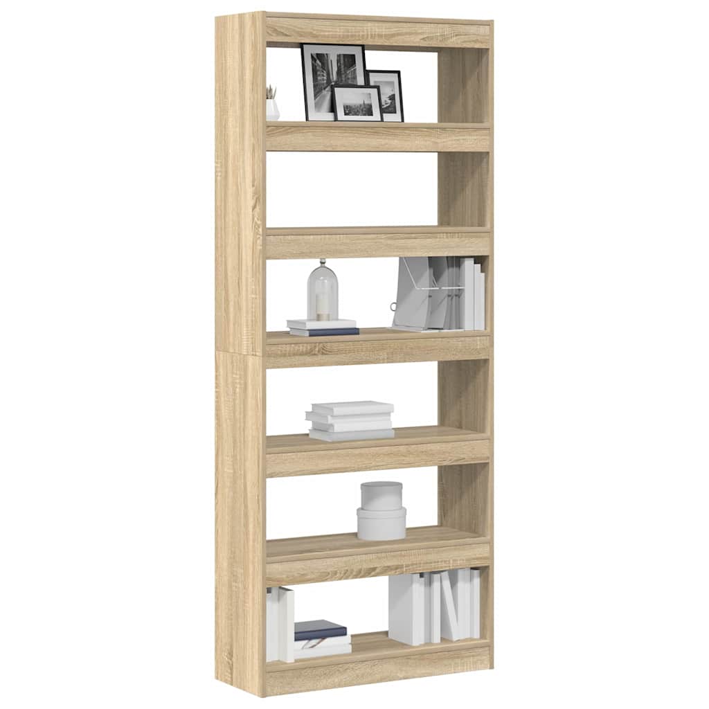 Bogreol med hylde Sonoma-eg 80 x 30 x 198 cm Konstrueret træ