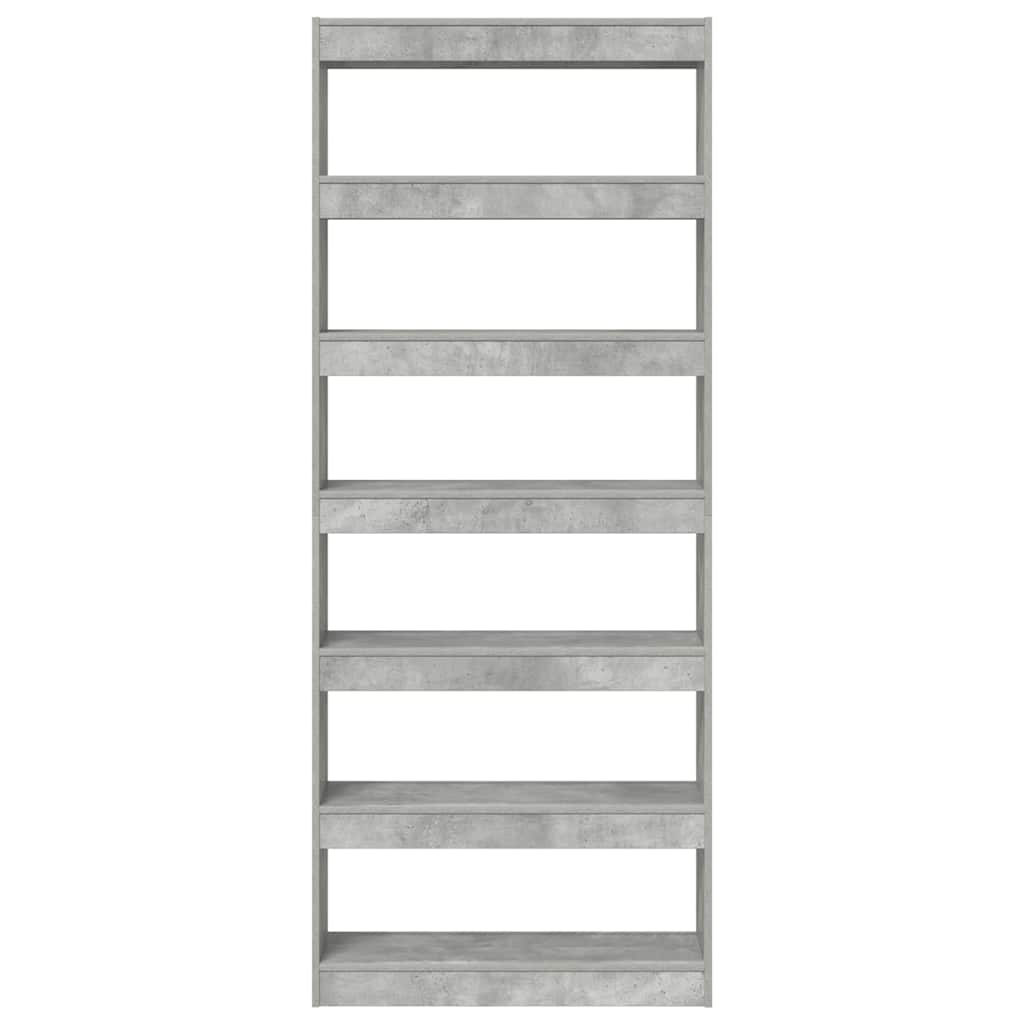 Bogreol med hylde Betongrå 80 x 30 x 198 cm Konstrueret træ