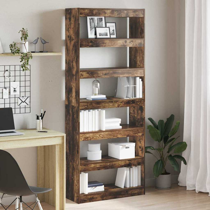 Bogreol med hylde Røget eg 80 x 30 x 198 cm Konstrueret træ