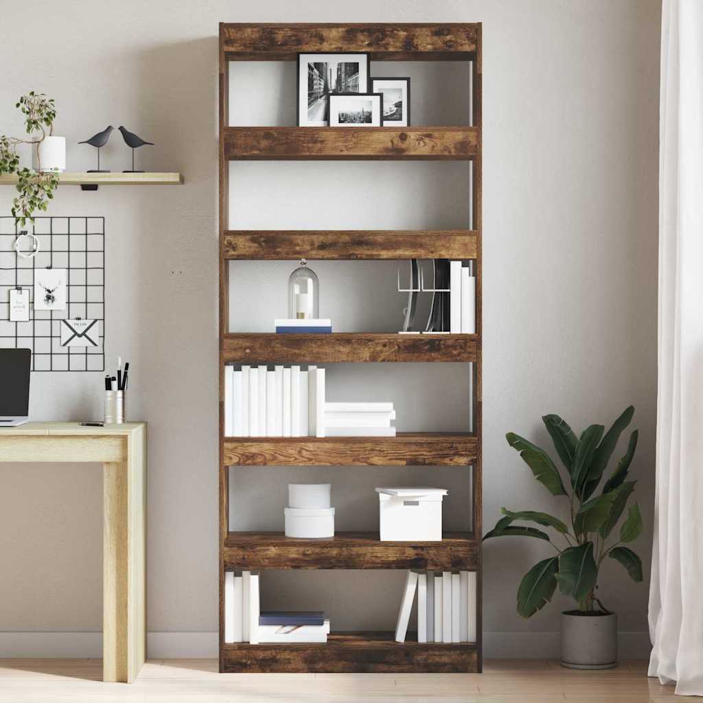 Bogreol med hylde Røget eg 80 x 30 x 198 cm Konstrueret træ