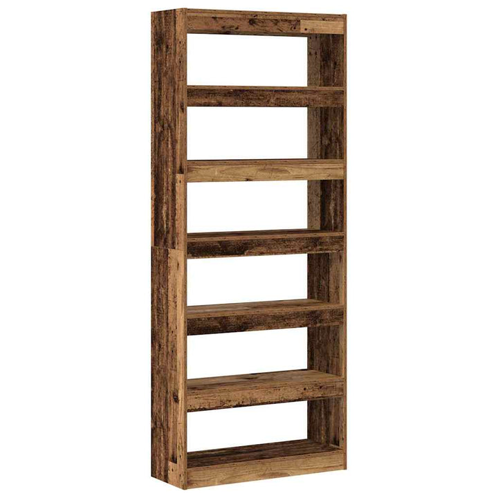 Bogreol med hylde Gammelt træ 80 x 30 x 198 cm Konstrueret træ