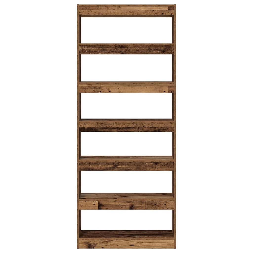 Bogreol med hylde Gammelt træ 80 x 30 x 198 cm Konstrueret træ