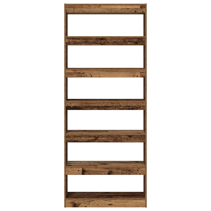 Bogreol med hylde Gammelt træ 80 x 30 x 198 cm Konstrueret træ
