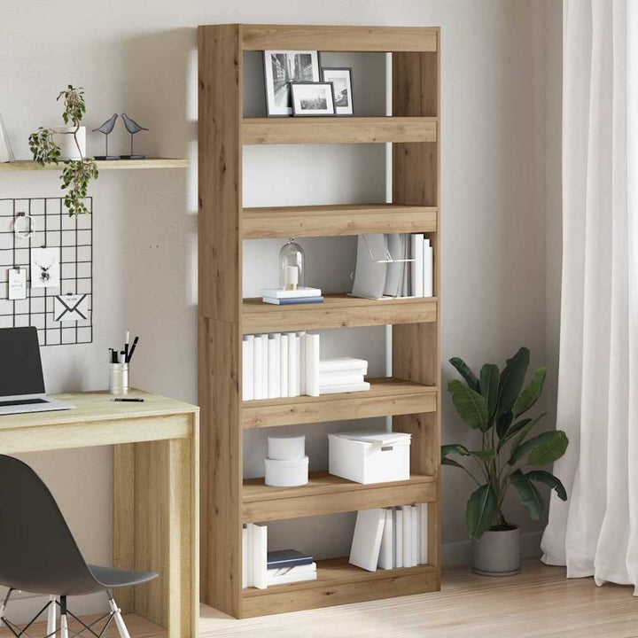 Bogreol med hylde artisan eg 80 x 30 x 198 cm Konstrueret træ