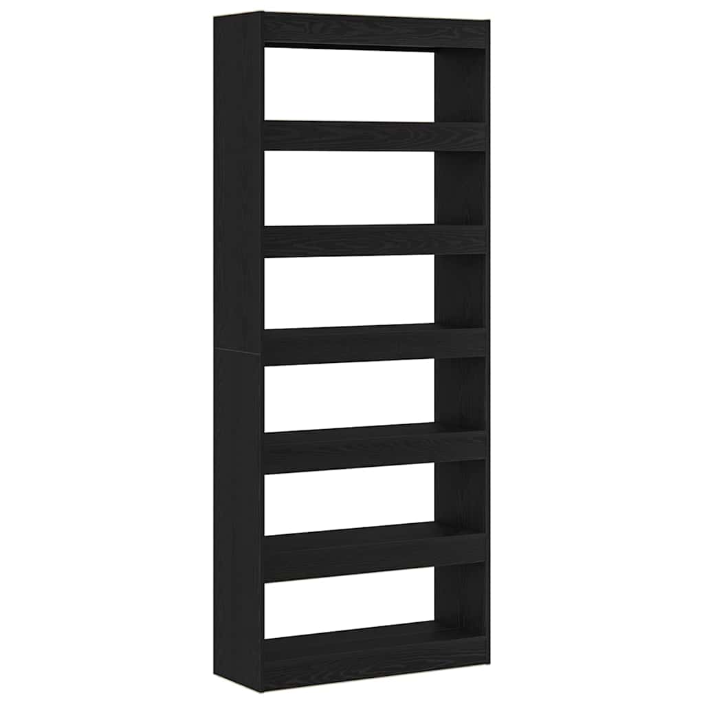 Bogreol med hylde Sort eg 80 x 30 x 198 cm Konstrueret træ