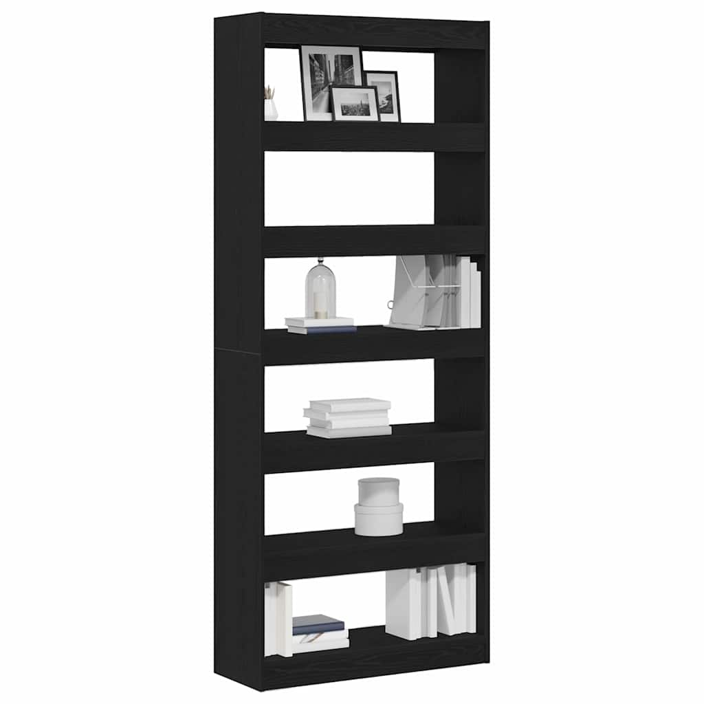 Bogreol med hylde Sort eg 80 x 30 x 198 cm Konstrueret træ