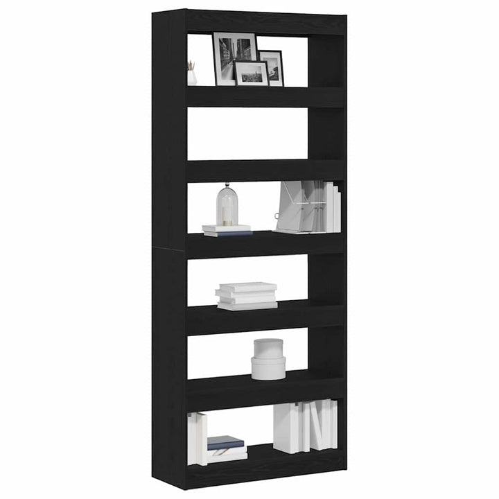 Bogreol med hylde Sort eg 80 x 30 x 198 cm Konstrueret træ