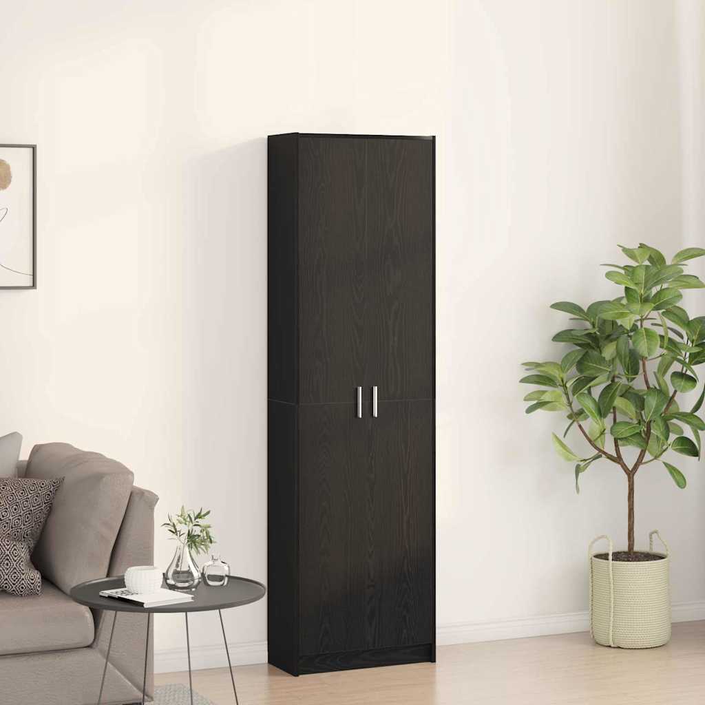 Garderobeskab med dør Sort eg 55 x 25 x 189 cm Konstrueret træ