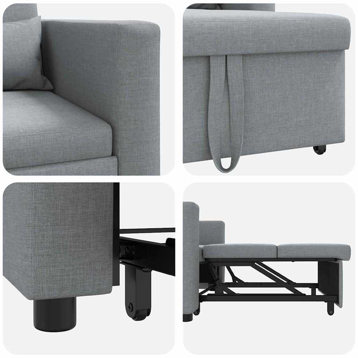 Enkelt Sofa Seng med hjul Lysegrå 90 x 165 x 87 cm Stof