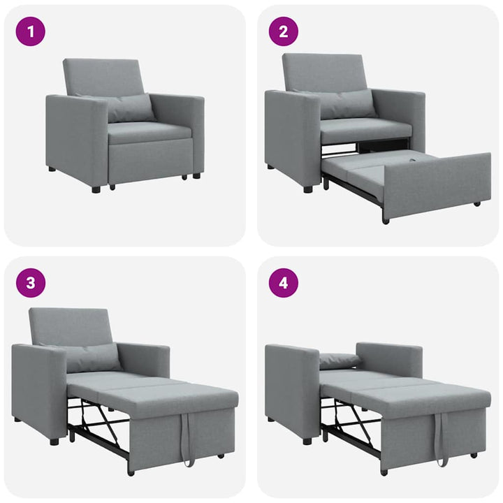 Enkelt Sofa Seng med hjul Lysegrå 90 x 165 x 87 cm Stof
