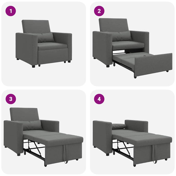 Enkelt Sofa Seng med hjul Mørkegrå 90 x 165 x 87 cm Stof