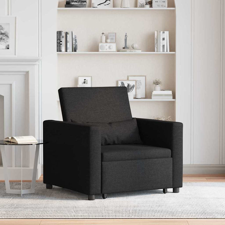 Enkelt Sofa Seng med hjul Sort 90 x 165 x 87 cm Stof