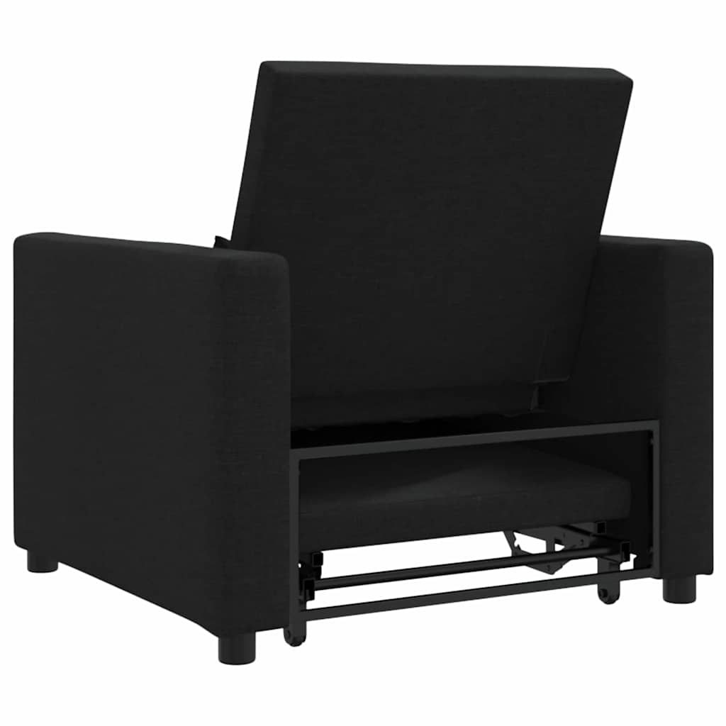 Enkelt Sofa Seng med hjul Sort 90 x 165 x 87 cm Stof