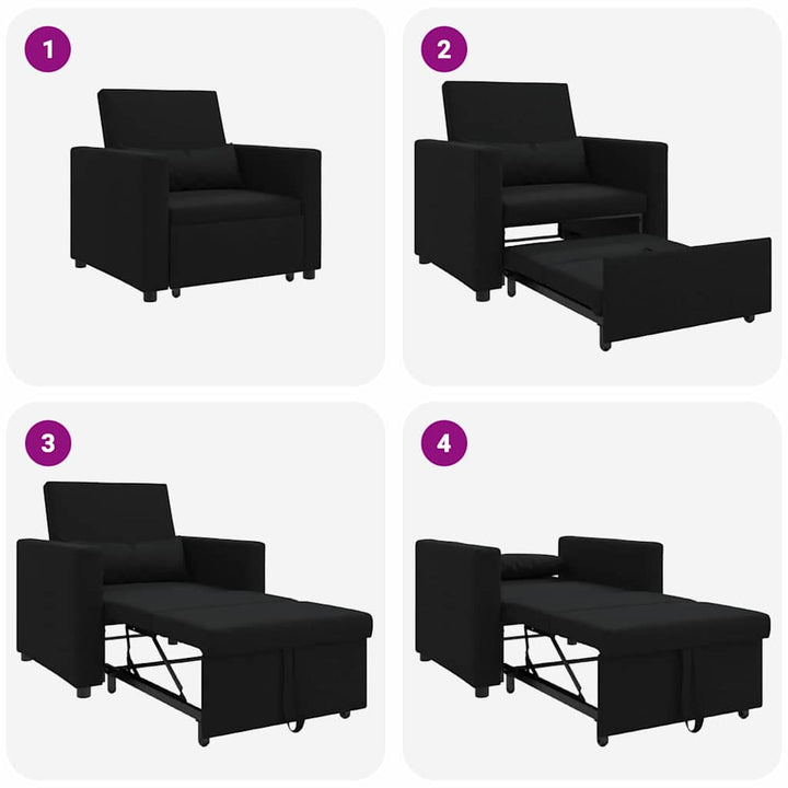 Enkelt Sofa Seng med hjul Sort 90 x 165 x 87 cm Stof