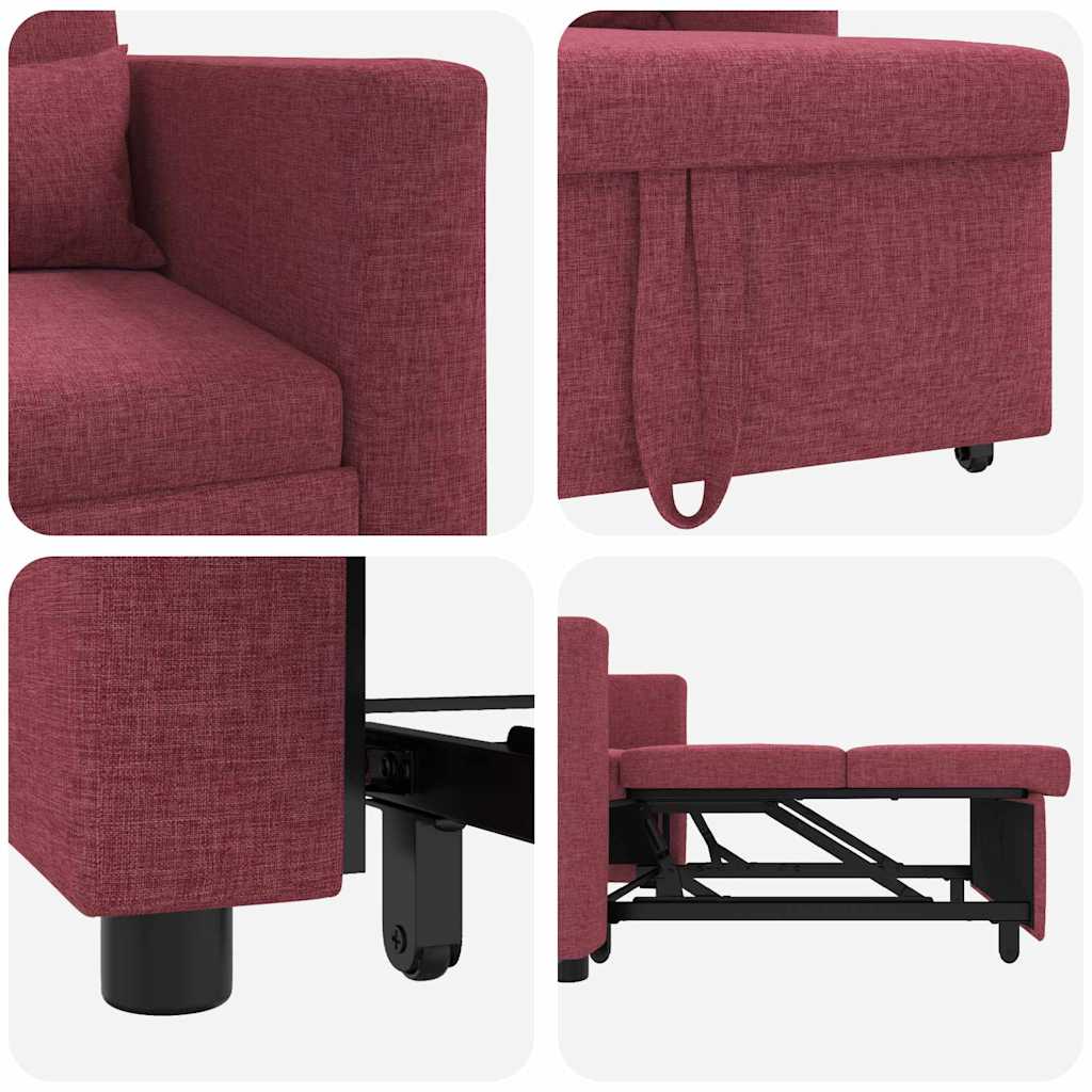 Enkelt Sofa Seng med hjul Vinrød 90 x 165 x 87 cm Stof