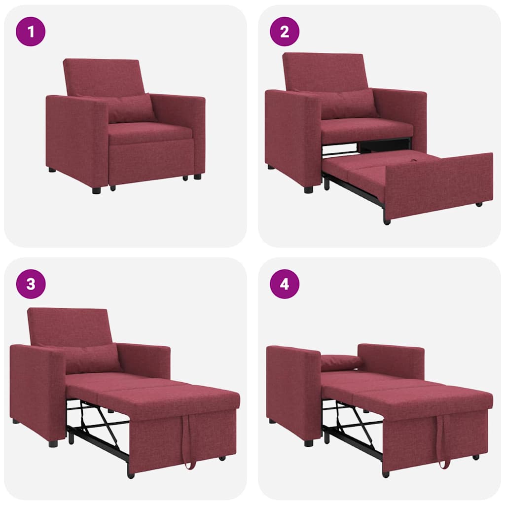Enkelt Sofa Seng med hjul Vinrød 90 x 165 x 87 cm Stof
