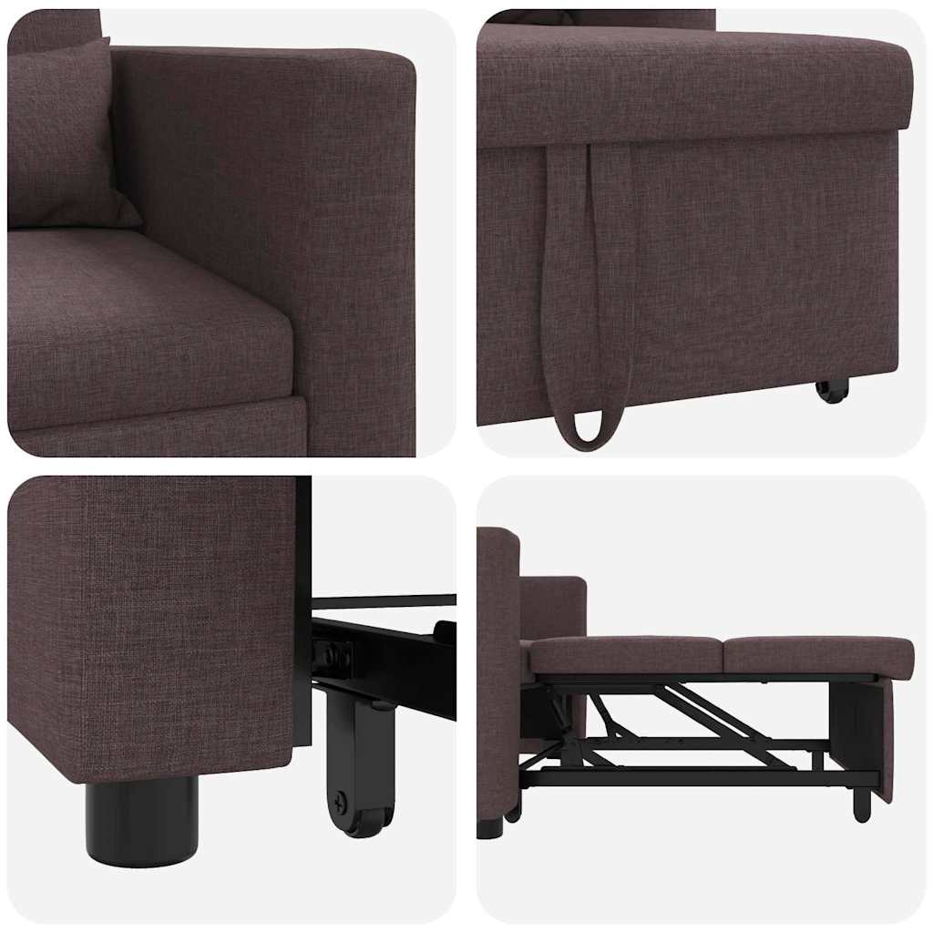 Enkelt Sofa Seng med hjul Mørkebrun 90 x 165 x 87 cm Stof