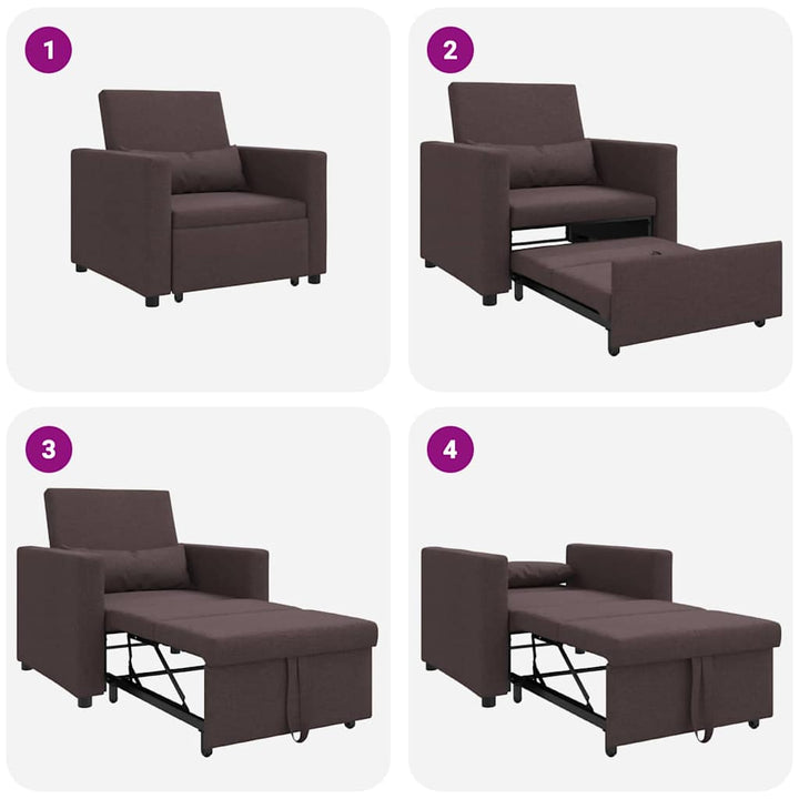 Enkelt Sofa Seng med hjul Mørkebrun 90 x 165 x 87 cm Stof