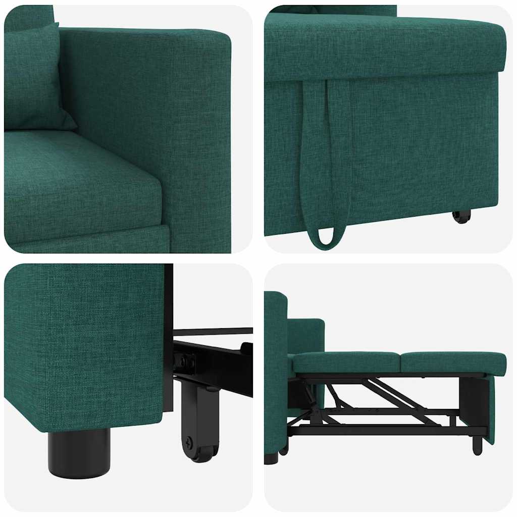 Enkelt Sofa Seng med hjul Mørkegrøn 90 x 165 x 87 cm Stof