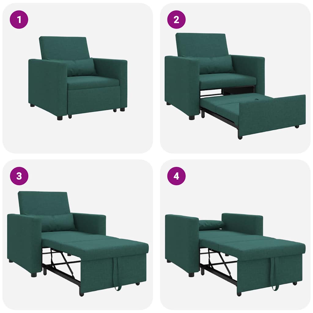 Enkelt Sofa Seng med hjul Mørkegrøn 90 x 165 x 87 cm Stof