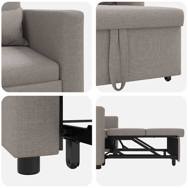 Enkelt Sofa Seng med hjul Gråbrun 90 x 165 x 87 cm Stof