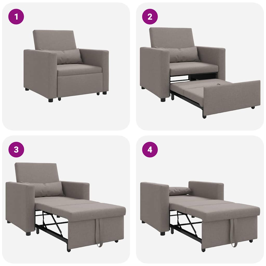 Enkelt Sofa Seng med hjul Gråbrun 90 x 165 x 87 cm Stof