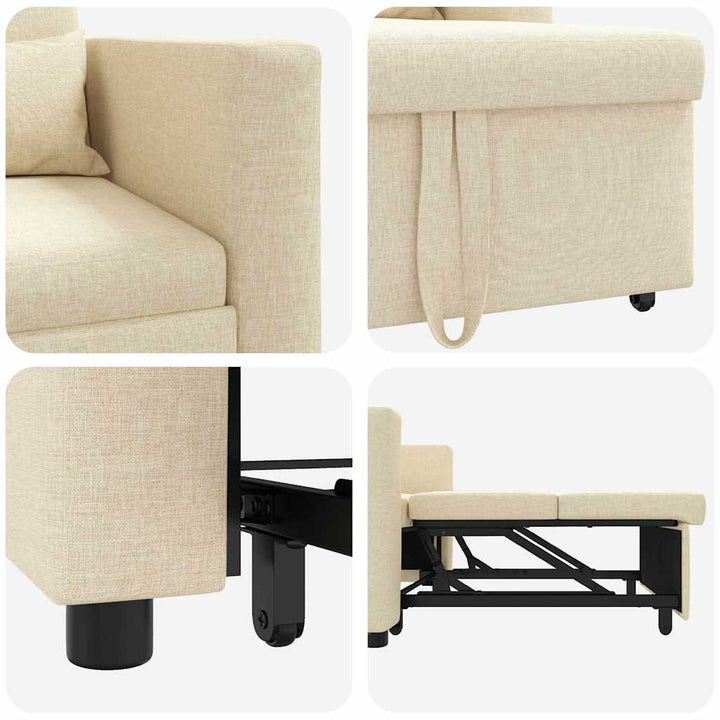 Enkelt Sofa Seng med hjul Creme 90 x 165 x 87 cm Stof