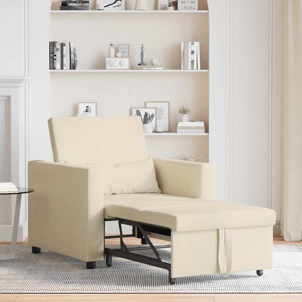 Enkelt Sofa Seng med hjul Creme 90 x 165 x 87 cm Stof