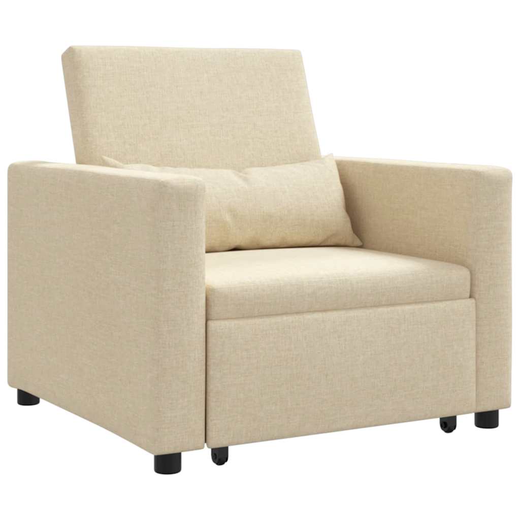 Enkelt Sofa Seng med hjul Creme 90 x 165 x 87 cm Stof