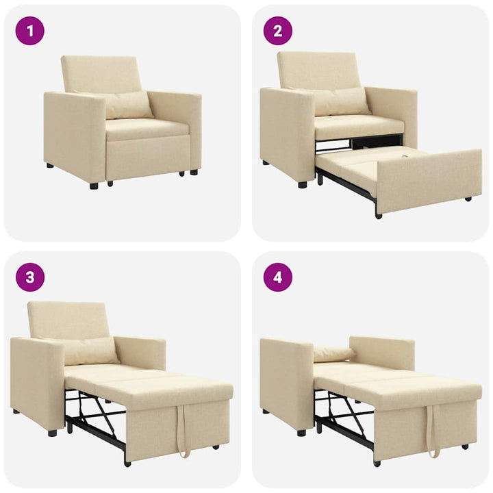 Enkelt Sofa Seng med hjul Creme 90 x 165 x 87 cm Stof
