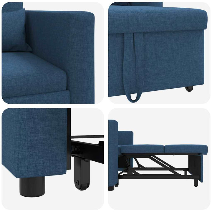 Enkelt Sofa Seng med hjul Blå 90 x 165 x 87 cm Stof