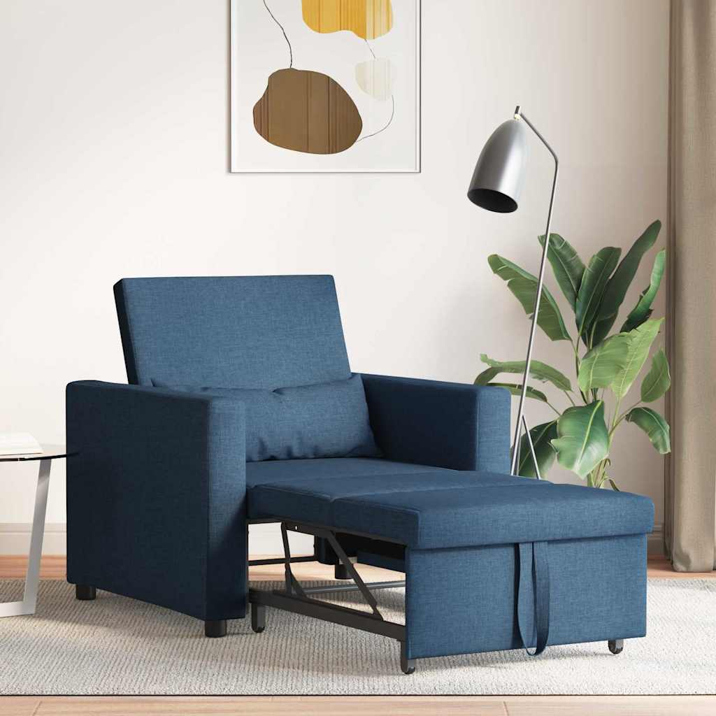 Enkelt Sofa Seng med hjul Blå 90 x 165 x 87 cm Stof