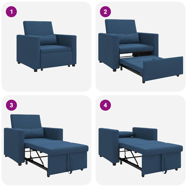 Enkelt Sofa Seng med hjul Blå 90 x 165 x 87 cm Stof