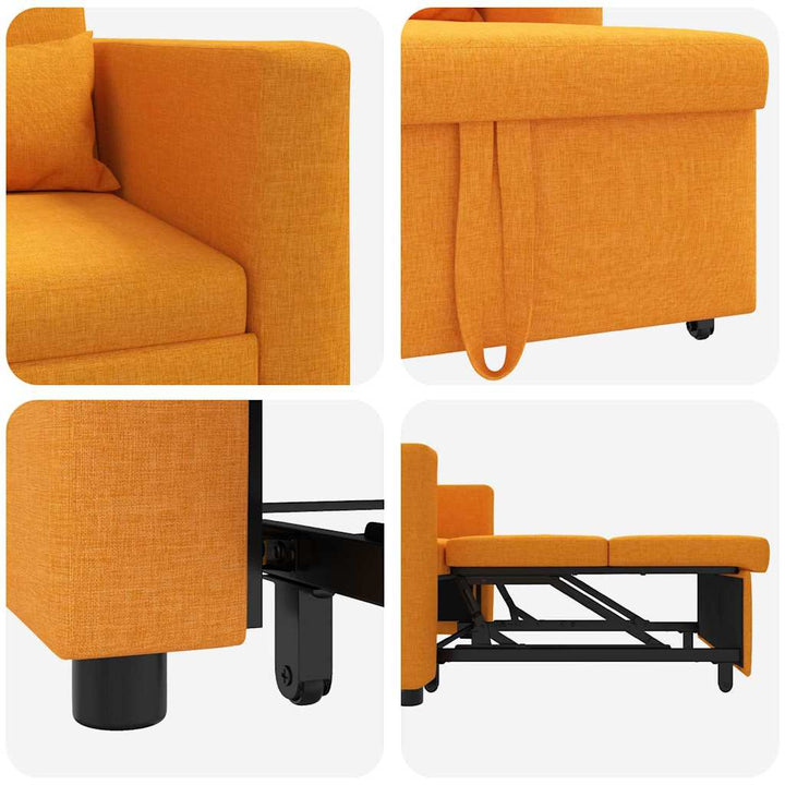 Enkelt Sofa Seng med hjul Mørkegul 90 x 165 x 87 cm Stof