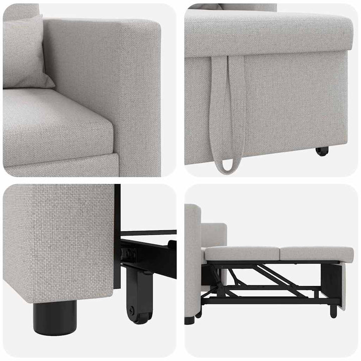 Enkelt Sofa Seng med hjul Sky grey 90 x 165 x 87 cm Stof