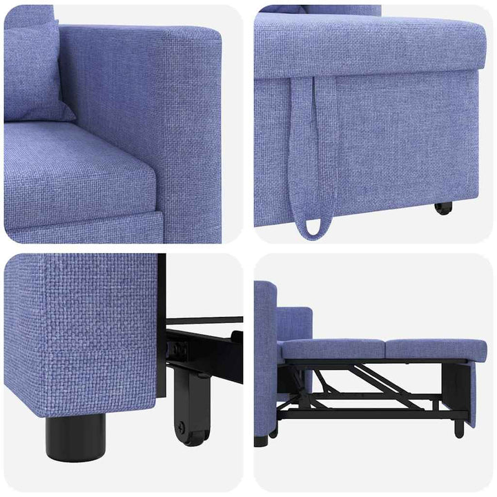 Enkelt Sofa Seng med hjul Jeans Blå 90 x 165 x 87 cm Stof