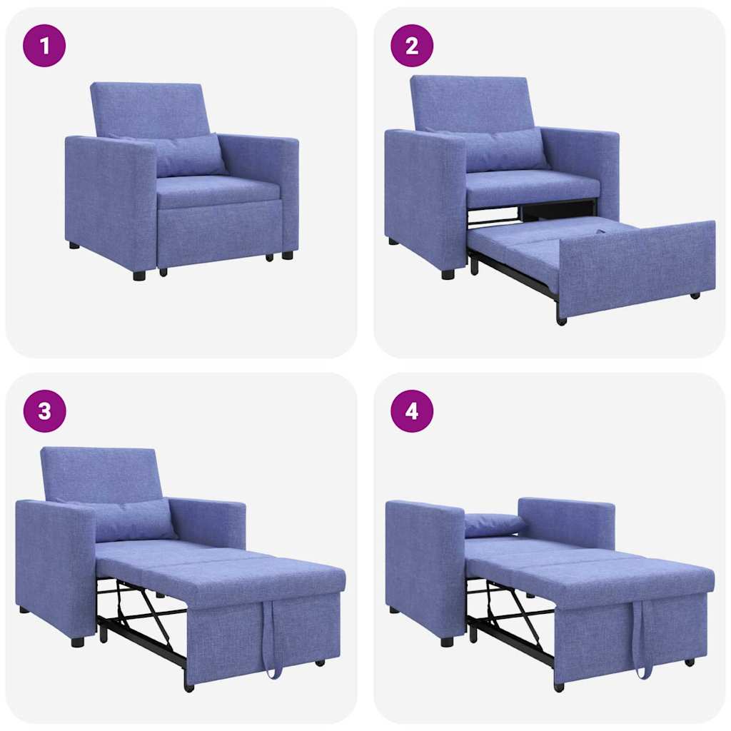 Enkelt Sofa Seng med hjul Jeans Blå 90 x 165 x 87 cm Stof